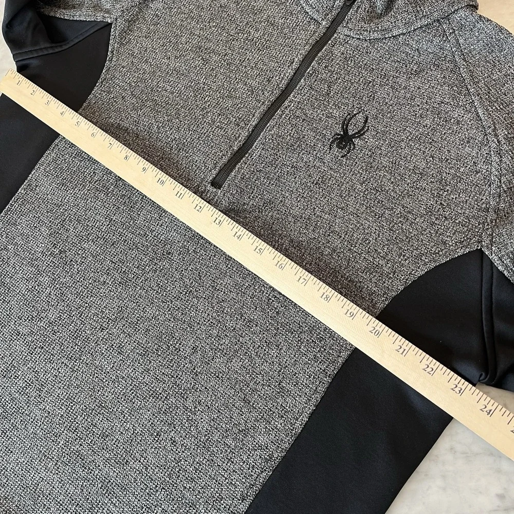 Spyder Fleece Lined Sweater Texture Pullover Mens XL 1/4 Zip Long sleeve Gray - Picture 5 of 10